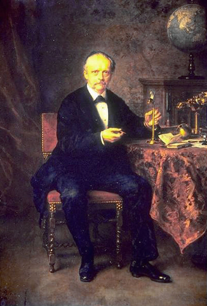 Portrait of Hermann von Helmholtz, vintage artwork by Ludwig Knaus, 12x8