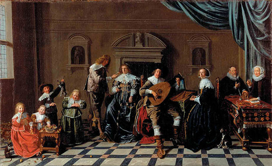 The Van Loon-Ruychaver Family, vintage artwork by Jan Miense Molenaer, 12x8" (A4) Poster