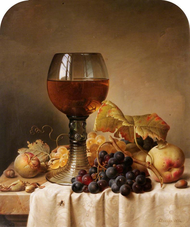 Fruit and a Goblet, vintage artwork by Johann Wilhelm Preyer, A3 (16x12") Poster Print