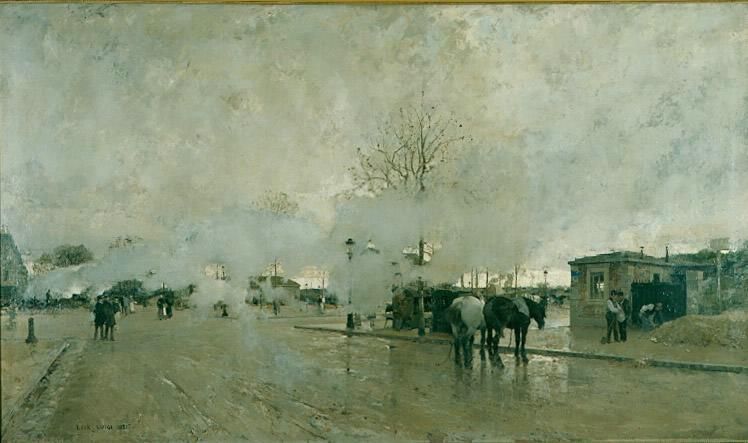 Smoke of the Paris Railroad, vintage artwork by Luigi Loir, 12x8" (A4) Poster