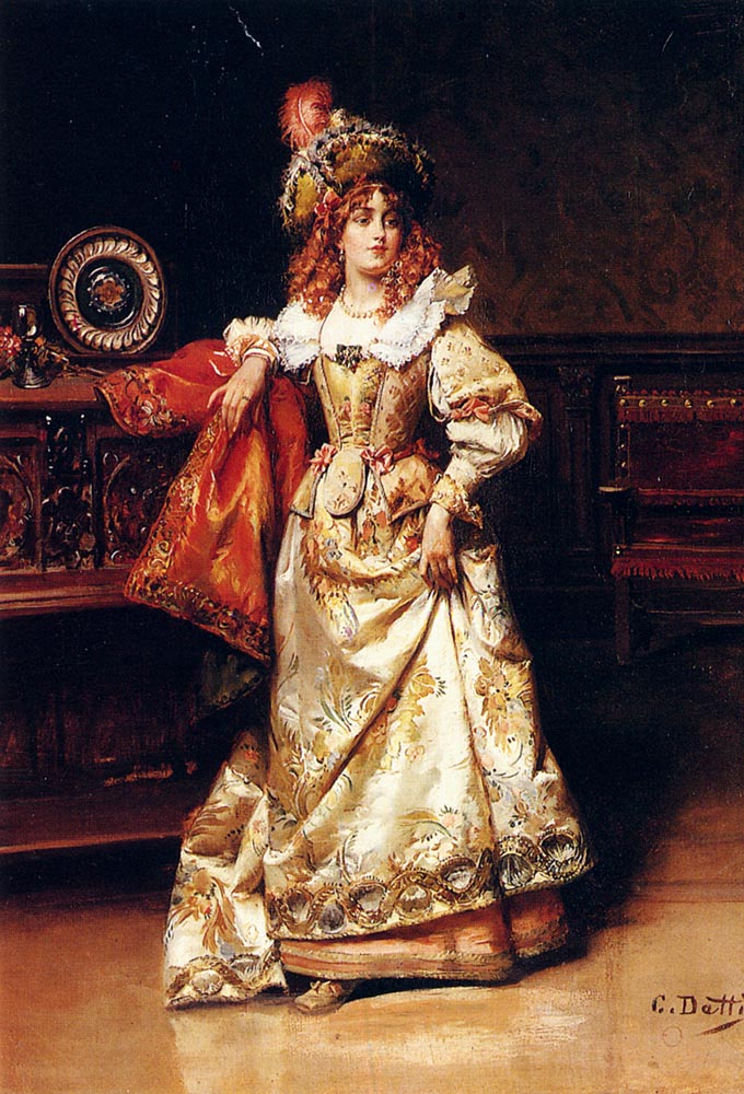 Waiting For Her Escort, vintage artwork by Cesare Augusto Detti, 12x8" (A4) Poster