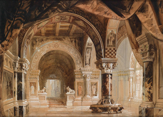 Interior of the Doge's Palace, vintage artwork by Georg Janny, 12x8" (A4) Poster
