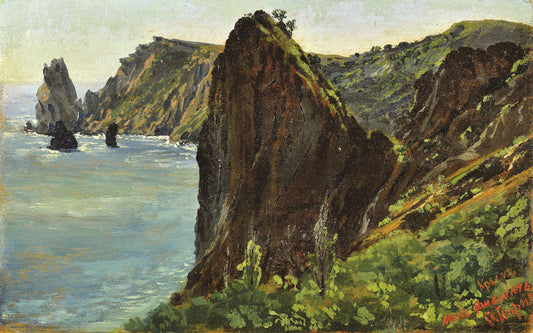 Crimea. Cape Fiolent, vintage artwork by Mikhail Alisov, 12x8" (A4) Poster