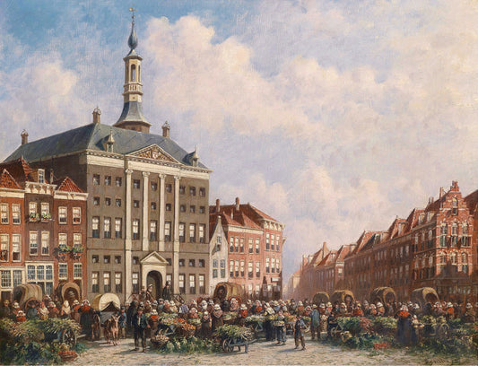 Market In Bois-le-duc, vintage artwork by Petrus Gerardus Vertin, A3 (16x12") Poster Print