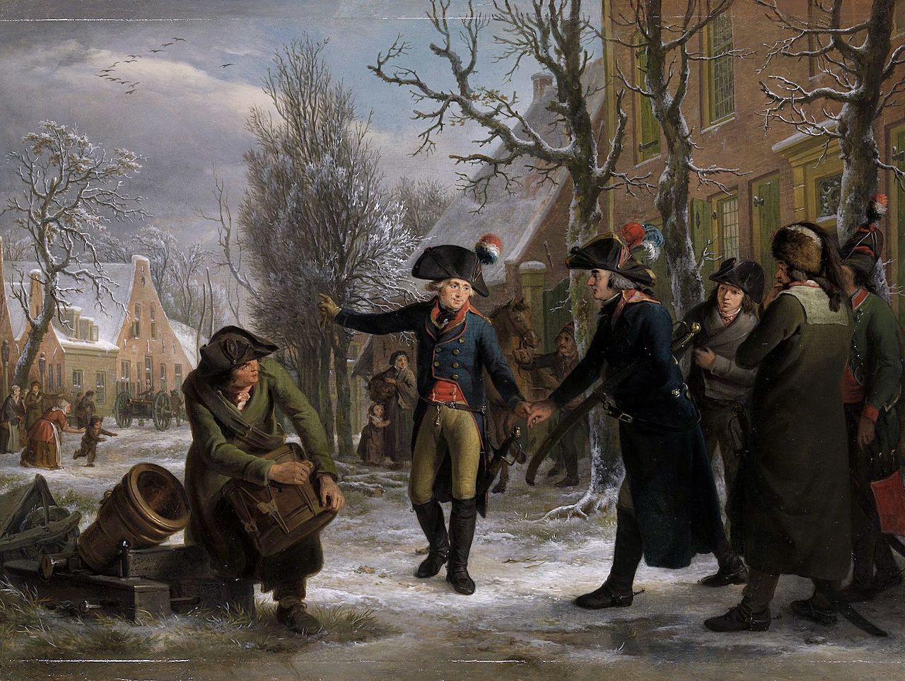 General Daendels Taking Leave of Lieutenant-Colonel Krayenhoff, vintage artwork by Adriaan de Lelie, 12x8" (A4) Poster