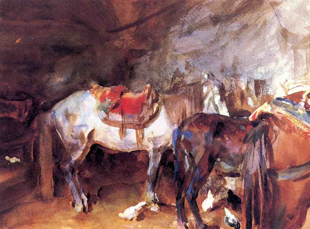 Arab Stable, vintage artwork by John Singer Sargent, 12x8" (A4) Poster