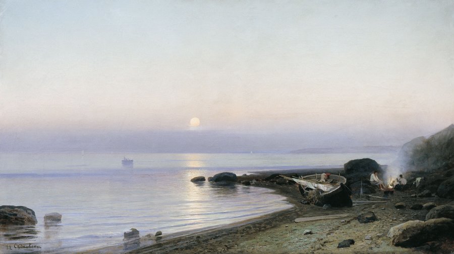 The Seashore, vintage artwork by Rufin Sudkovsky, 12x8" (A4) Poster