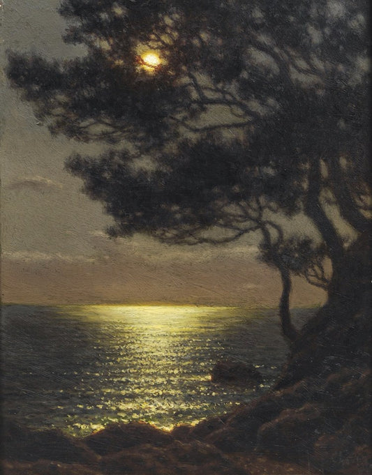 Moonlit Coast, vintage artwork by Ivan Fedorovich Choultse, 12x8" (A4) Poster