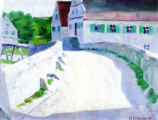 Bridge over the Wornitz in Harburg am Ries, vintage artwork by Adolf Erbslöh, 12x8" (A4) Poster