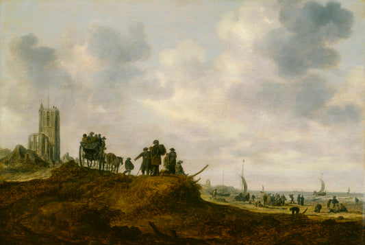 The Old Church at Egmond aan Zee, vintage artwork by Jan van Goyen, 12x8" (A4) Poster