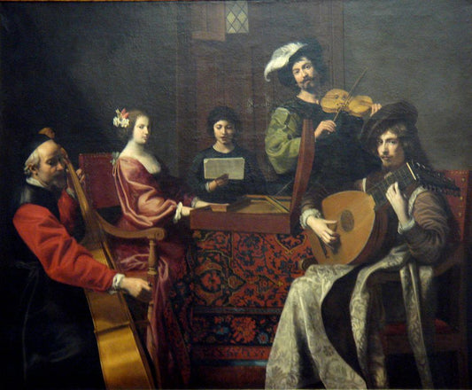 Le Concert, vintage artwork by Nicolas Tournier, 12x8" (A4) Poster