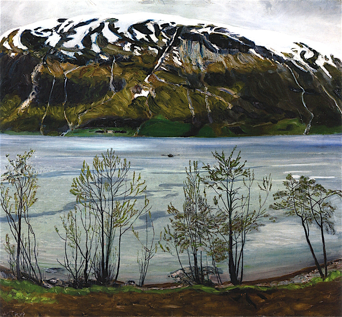 Grey Spring Evening, vintage artwork by Nicolai Astrup, 12x8" (A4) Poster