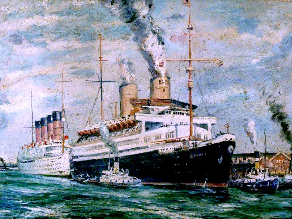 SS 'Europa' Departing Southampton, vintage artwork by Arthur Cozens, 12x8" (A4) Poster