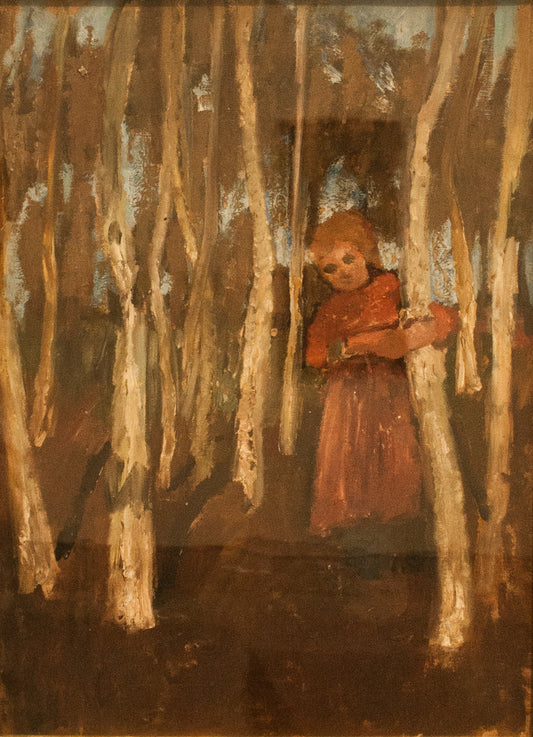 Girl in a Birch Forest, vintage artwork by Paula Modersohn-Becker, 12x8" (A4) Poster