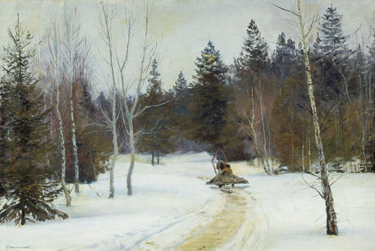 Winter in the Forest, vintage artwork by Vasily Perepletchikov, 12x8" (A4) Poster