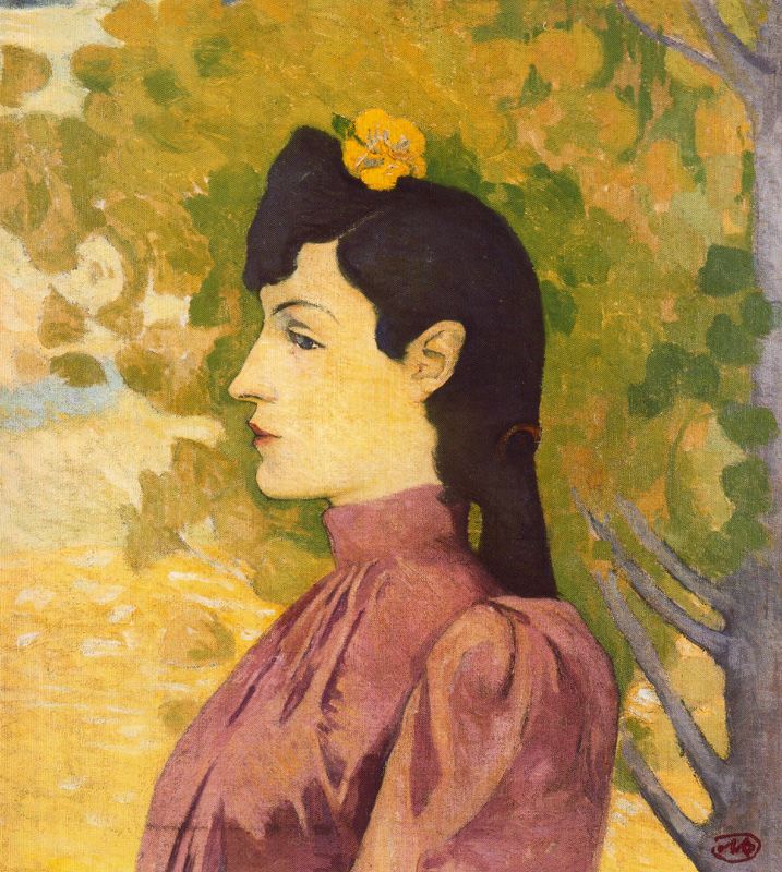 Girl with Carnation, vintage artwork by Aristide Maillol, 12x8" (A4) Poster