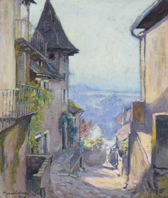 Vue de village, la Rue Montante, vintage artwork by Paul Madeline, 12x8" (A4) Poster