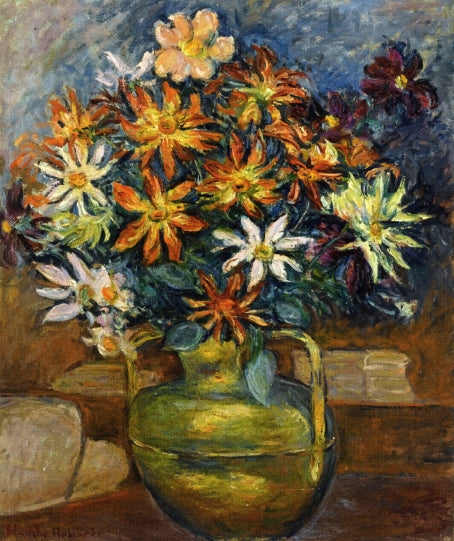 Flowers in a Copper Vase by Blanche Hoschede-Monet,A3(16x12