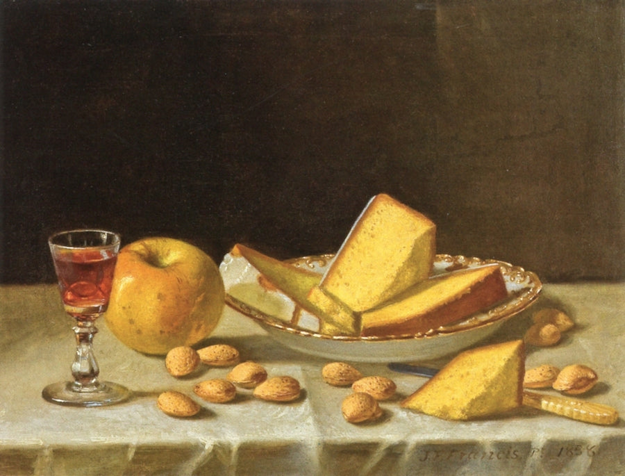 Still Life with Apple, Cake and Nuts, vintage artwork by John F. Francis, A3 (16x12") Poster Print