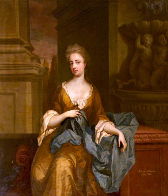 The Honourable Juliana Alington, Viscountess Howe, vintage artwork by Michael Dahl, 12x8" (A4) Poster