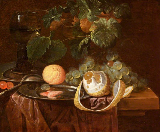Still-Life with Fruit, vintage artwork by Jan Davidsz. de Heem, 12x8" (A4) Poster