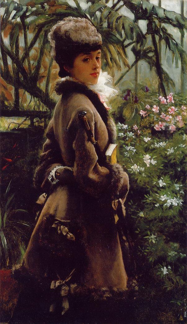 In the Greenhouse, vintage artwork by James Tissot, 12x8" (A4) Poster