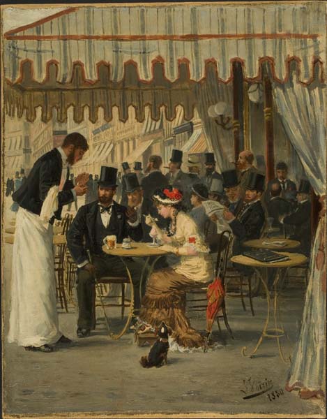 Paris Street Scene, vintage artwork by Leon Joseph Voirin, 12x8" (A4) Poster