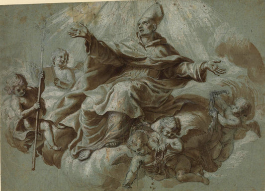 Apotheosis of a Saint, vintage artwork by Marcantonio Franceschini, 12x8" (A4) Poster