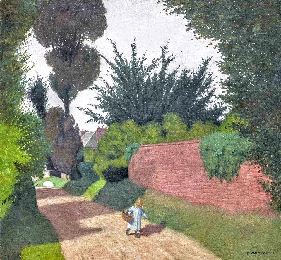 Chemin avec fillette portant un panier, vintage artwork by Felix Vallotton, 12x8" (A4) Poster