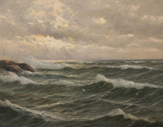 Rough Sea (Opprørt hav), vintage artwork by Conrad Selmyhr, 12x8" (A4) Poster