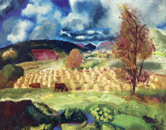 Cornfield and Harvest, vintage artwork by George Wesley Bellows, 12x8" (A4) Poster