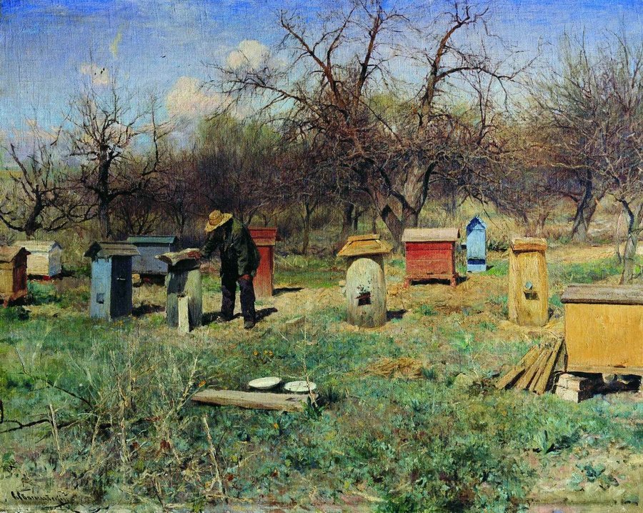 Bee Garden in Spring by Sergei Svetoslavsky,A3(16x12")Poster