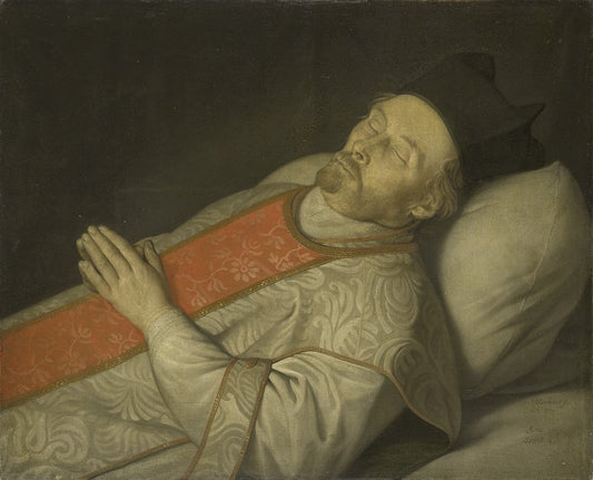 Johannes Puttkammer (1600-71) on his Deathbed, vintage artwork by Hendrick Bloemaert, 12x8" (A4) Poster