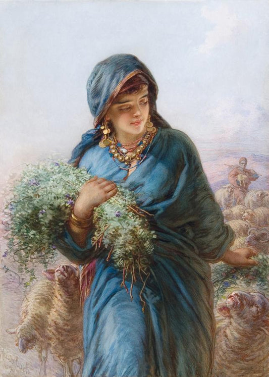 The Shepherdess, vintage artwork by Guido Bach, 12x8" (A4) Poster