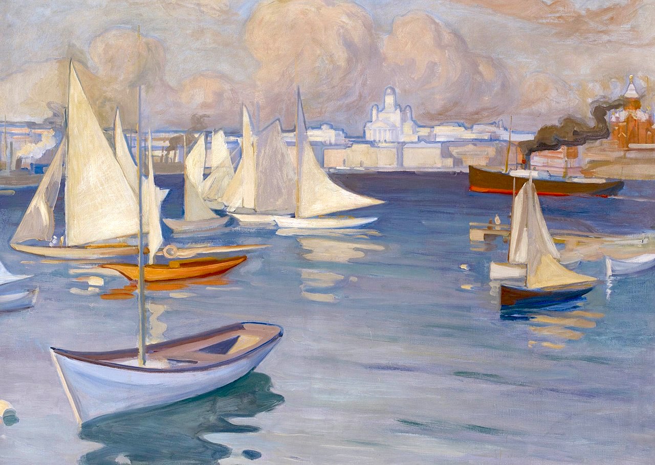 Harbour in Helsinki by Albert Edelfelt,A3(16x12")Poster
