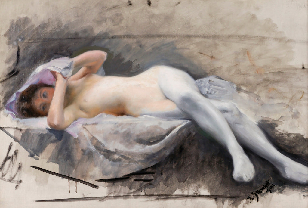 Reclining Nude (unfinished) by Julius LeBlanc Stewart,A3(16x12")Poster