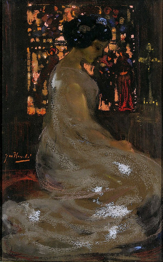 Kneeling at the altar, vintage artwork by James Watterston Herald, 12x8" (A4) Poster