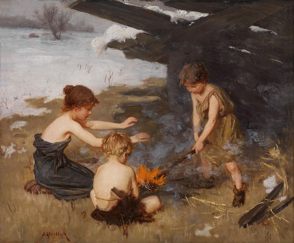 The camp fire by Simon Glucklich,A3(16x12")Poster