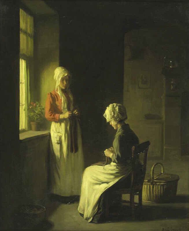 Sewing by the Window by Claude Joseph Bail,A3(16x12")Poster