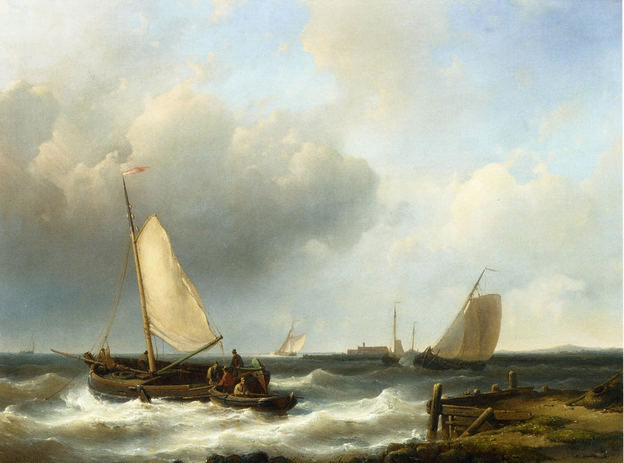 Shipping of the Dutch Coast, vintage artwork by Abraham Hulk, A3 (16x12") Poster Print