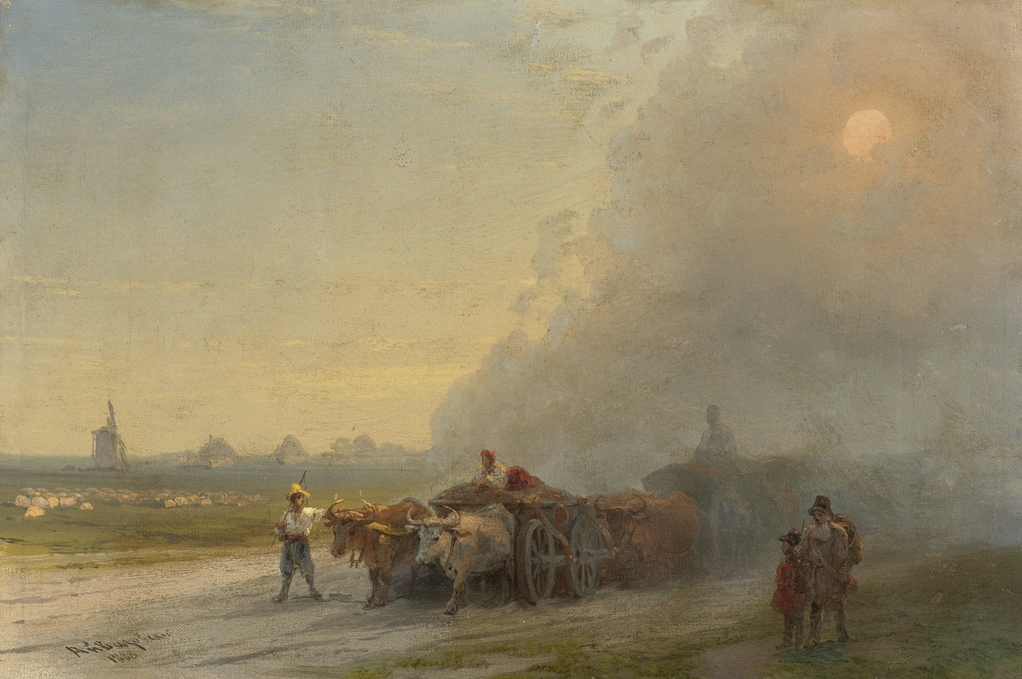 Carts in the Ukrainian Steppe, vintage artwork by Ivan Constantinovich Aivazovsky, A3 (16x12") Poster Print