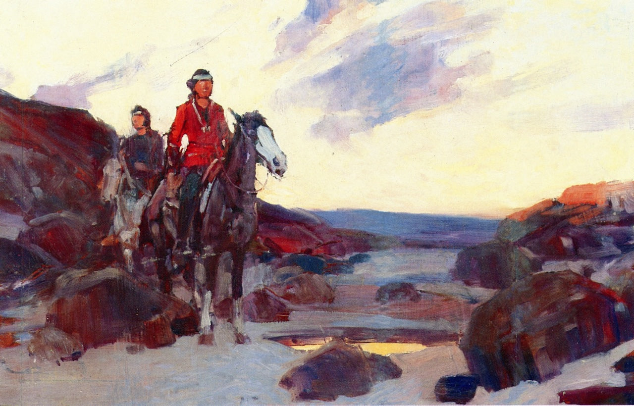 Indian Scouts, vintage artwork by Frank Tenney Johnson, 12x8" (A4) Poster