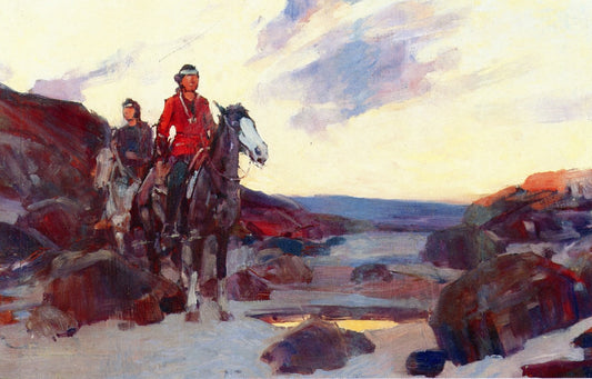 Indian Scouts, vintage artwork by Frank Tenney Johnson, 12x8" (A4) Poster