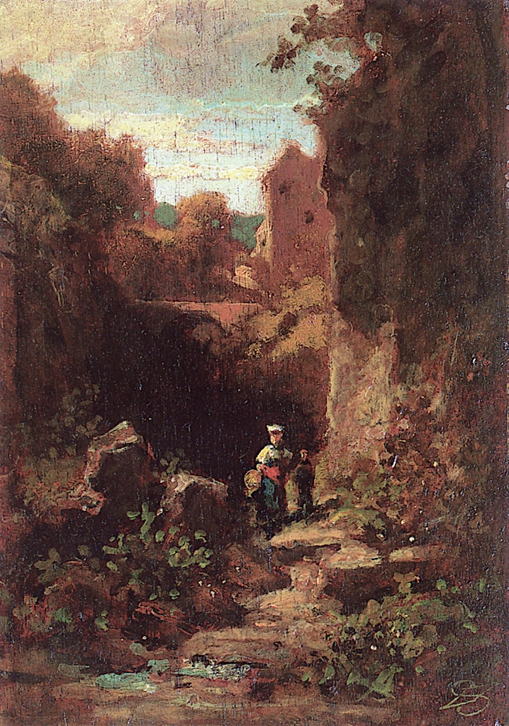 Two Woman in a Hollow, vintage artwork by Carl Spitzweg, A3 (16x12") Poster Print