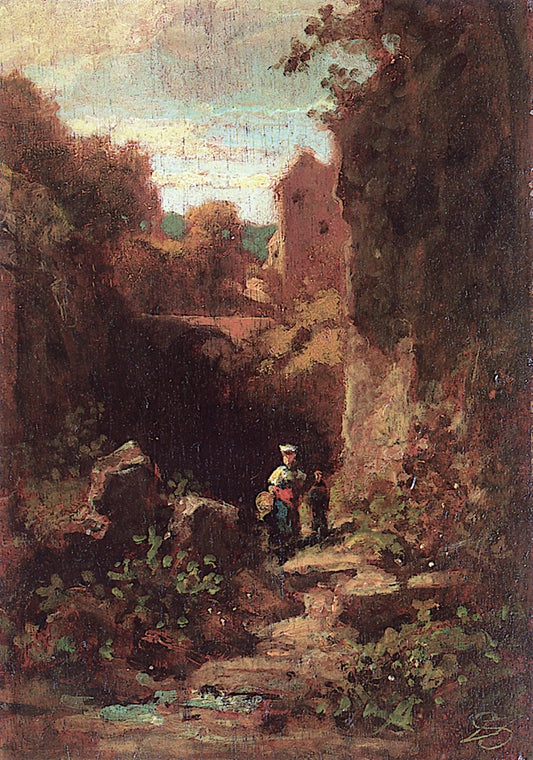 Two Woman in a Hollow, vintage artwork by Carl Spitzweg, A3 (16x12") Poster Print