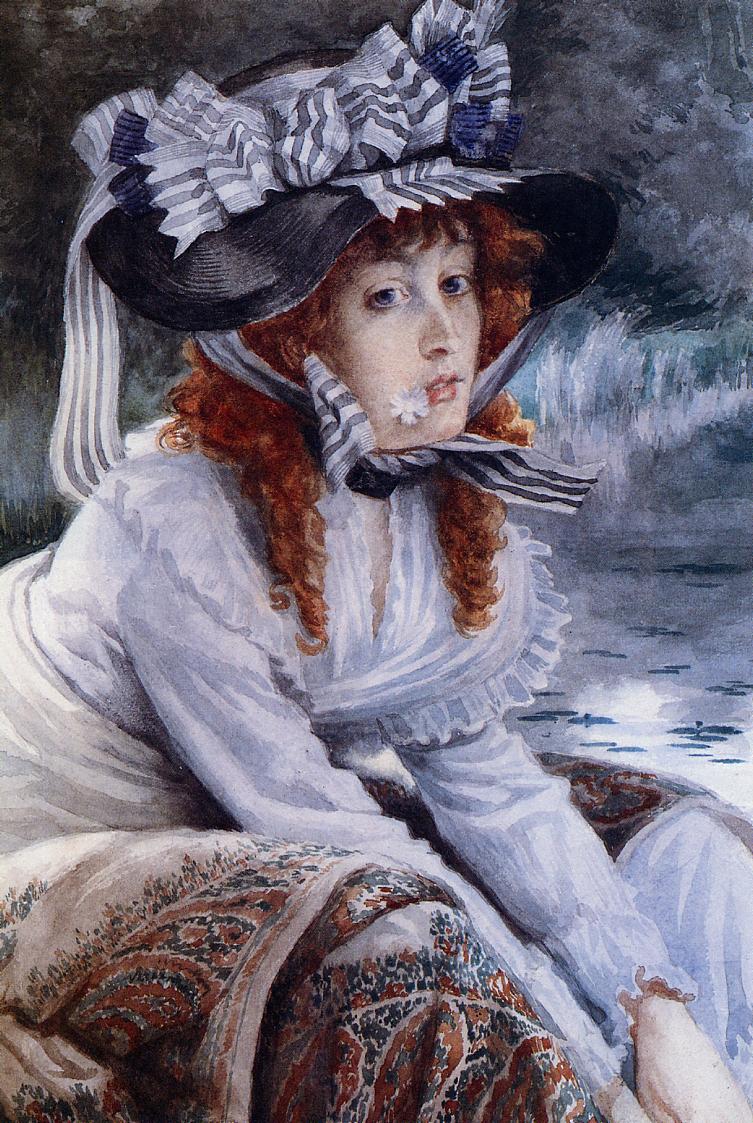 On the River, vintage artwork by James Tissot, 12x8" (A4) Poster