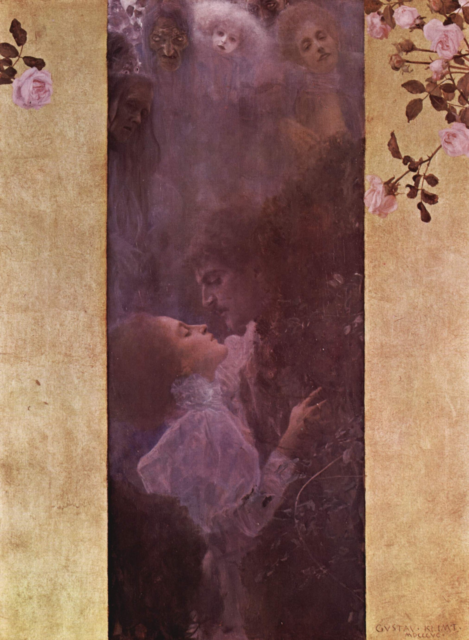 Love, vintage artwork by Gustav Klimt, 12x8" (A4) Poster