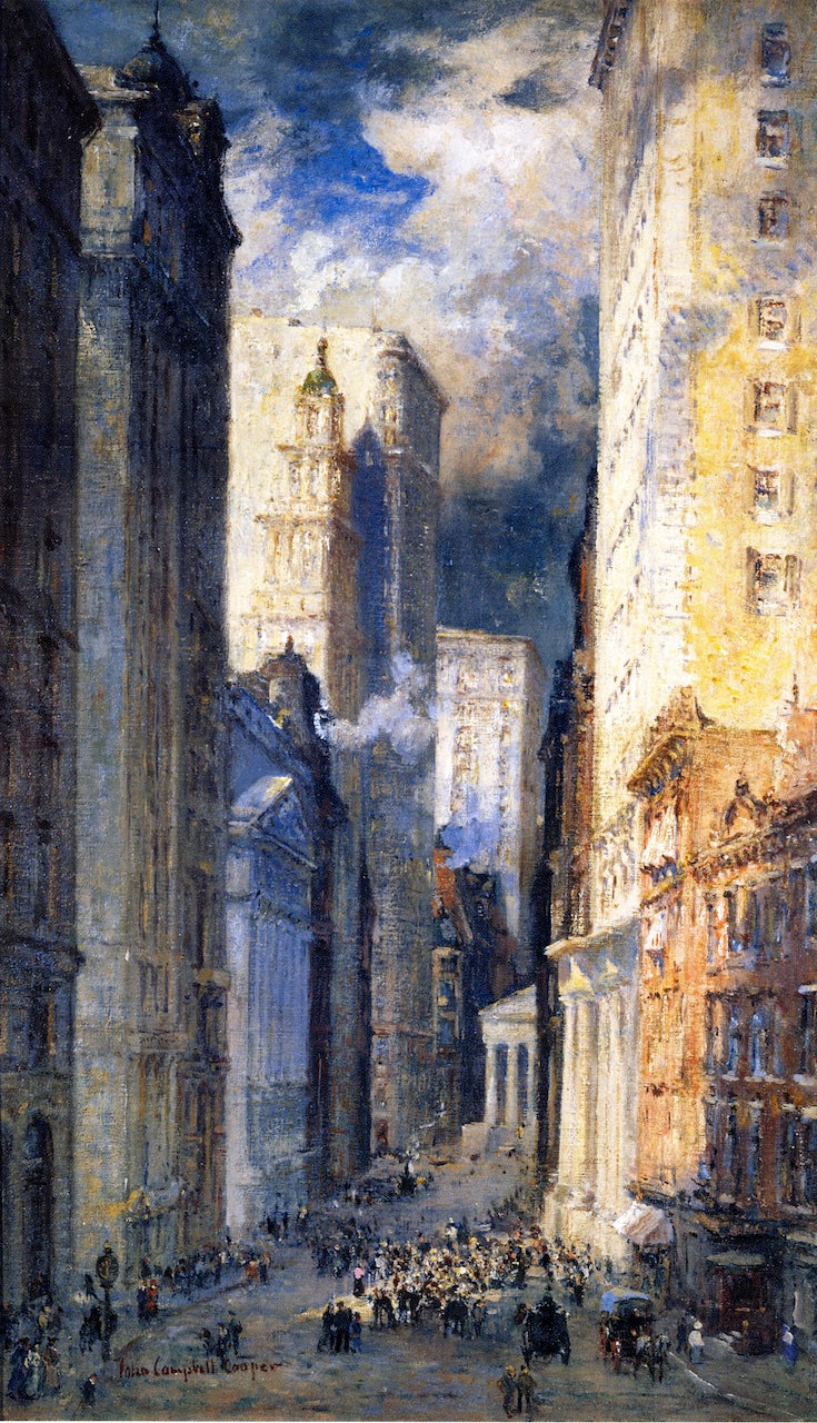 The Financial District, vintage artwork by Colin Campbell Cooper, 12x8" (A4) Poster