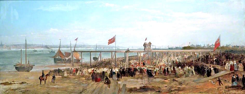 Laying the Foundation Stone of Birkenhead Docks, 1845, vintage artwork by Edward Duncan, A3 (16x12") Poster Print