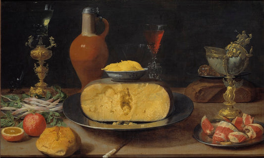 Breakfast Piece with Cheese and Goblet, vintage artwork by Jacob Foppens van Es, 12x8" (A4) Poster